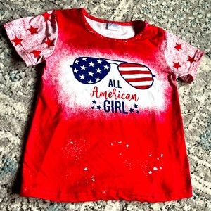 “All American Girl” Little Girls’ Red White & Blue Matching Shirt Set, Size 6/6X